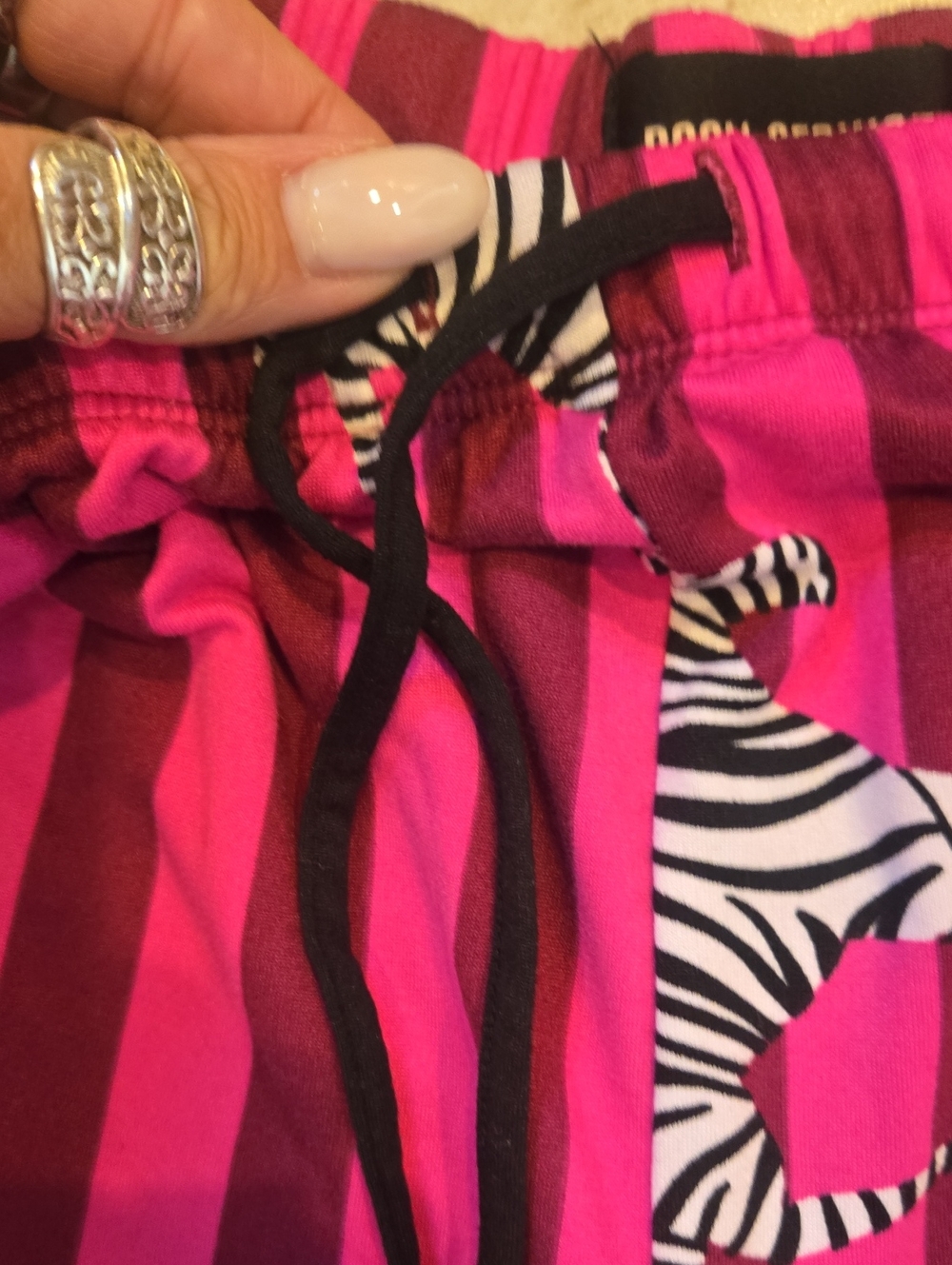 Room Service Pink Striped Zebra Print Pajama Set - Picture 9 of 11